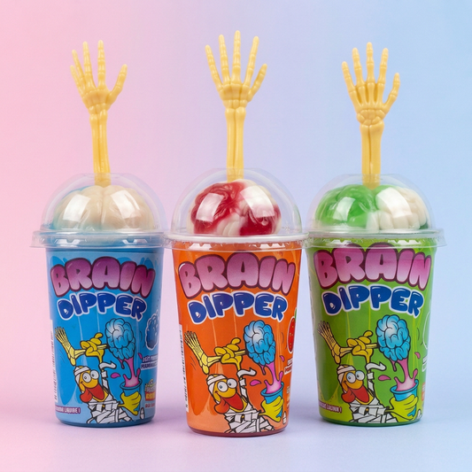 Brain Dipper – Sucette en forme de crâne et son gel fruité et aciculé