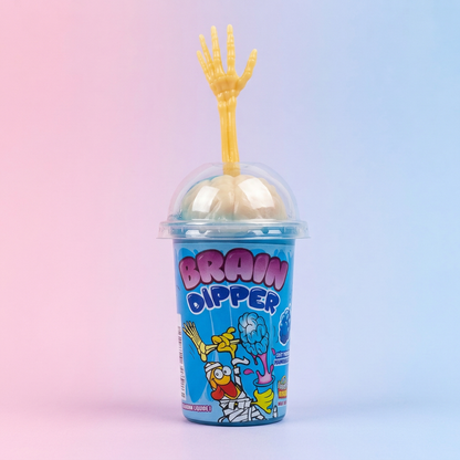 Brain Dipper – Sucette en forme de crâne et son gel fruité et aciculé