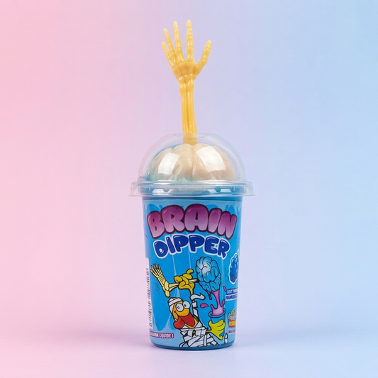 Brain Dipper – Sucette en forme de crâne et son gel fruité et aciculé