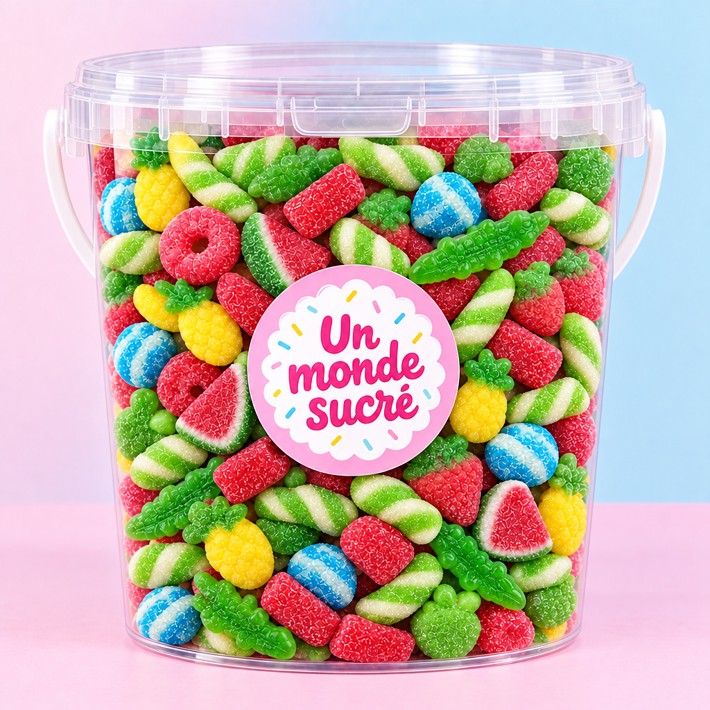 Visuel illustratif du seau de dix bonbons avec Kiwi Twist lisse